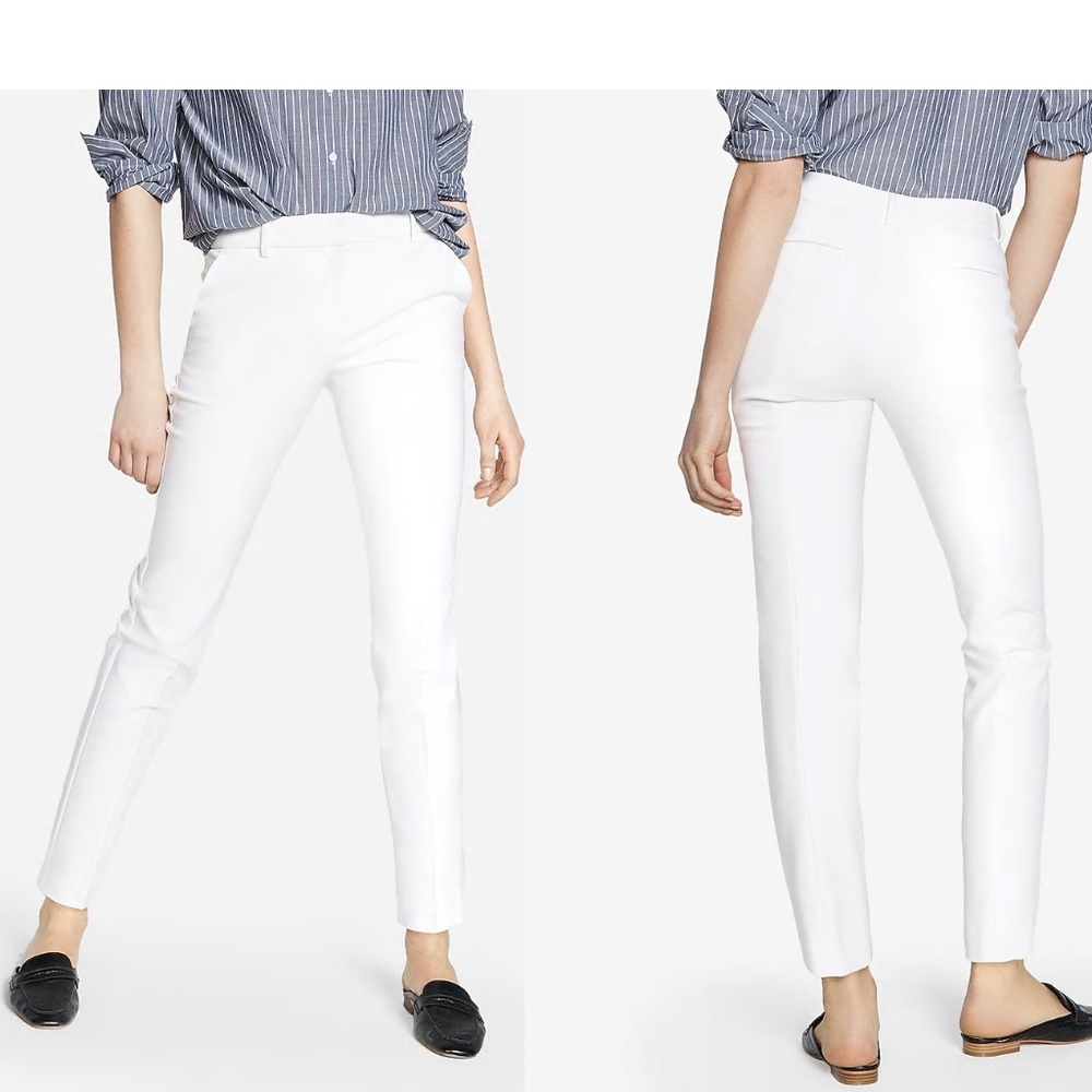 Express Mid Rise Ankle Columnist Pant white 4